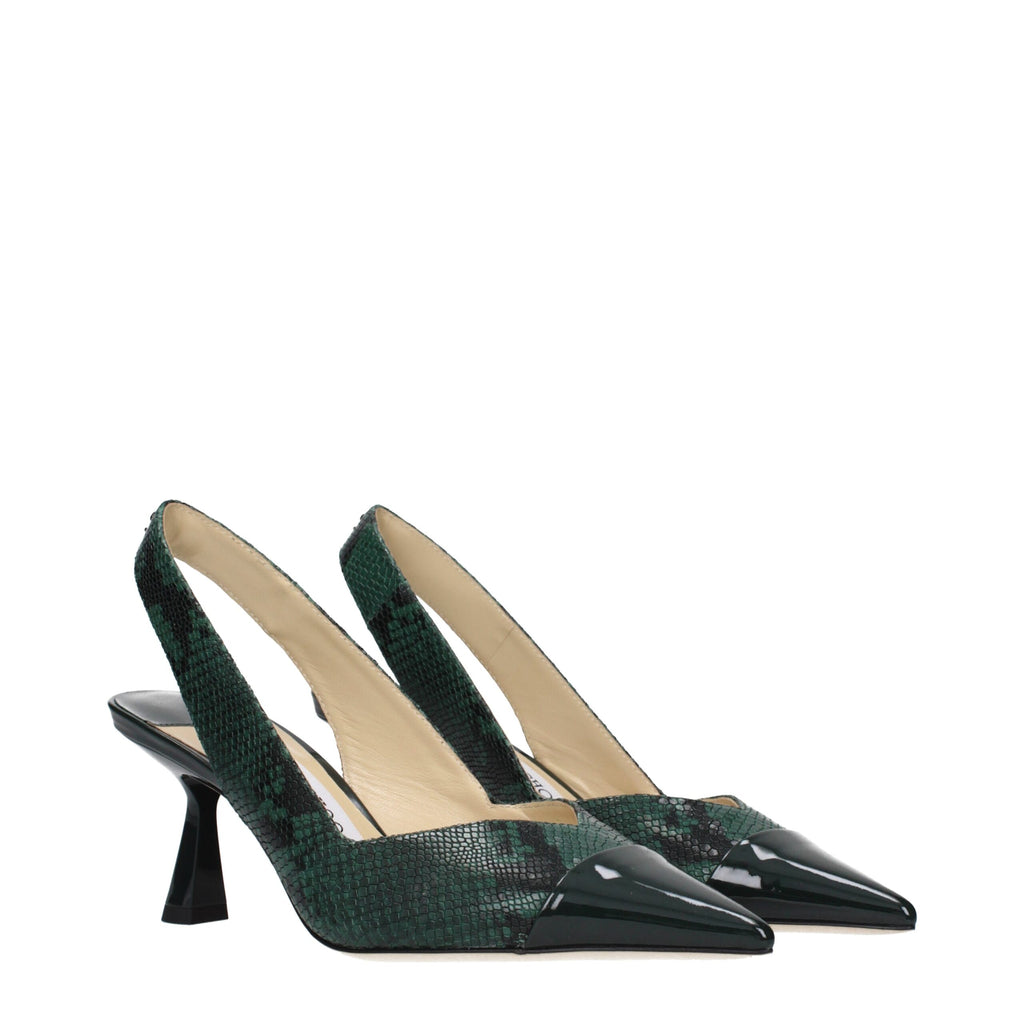 Escarpins à talons hauts en cuir vert Jimmy Choo