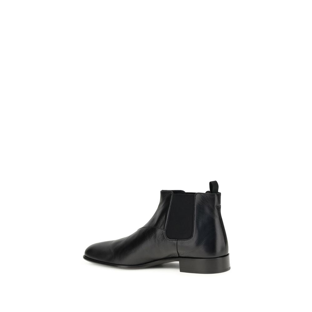 Bottines en cuir de chèvre noir Prada