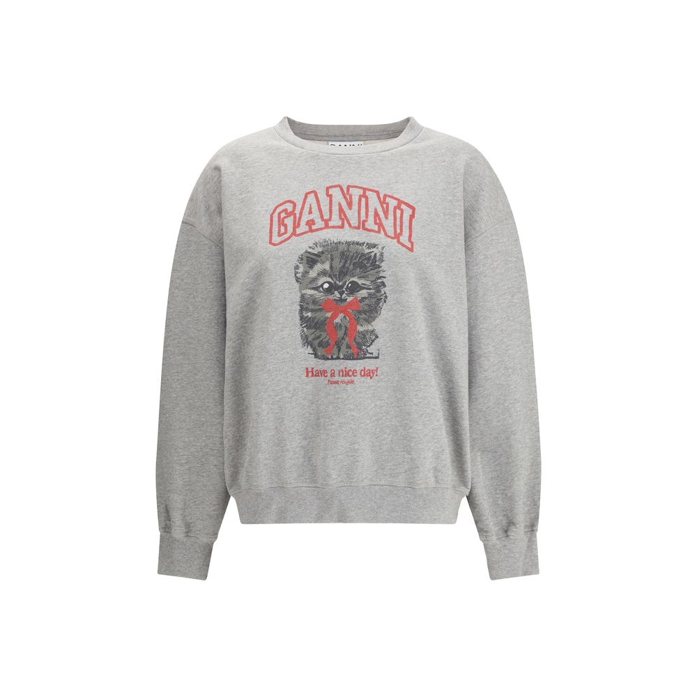 Sweat gris en coton Ganni