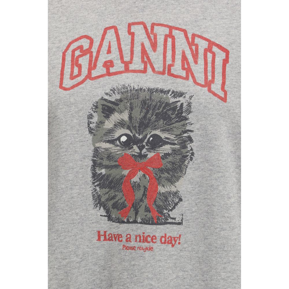 Sweat gris en coton Ganni