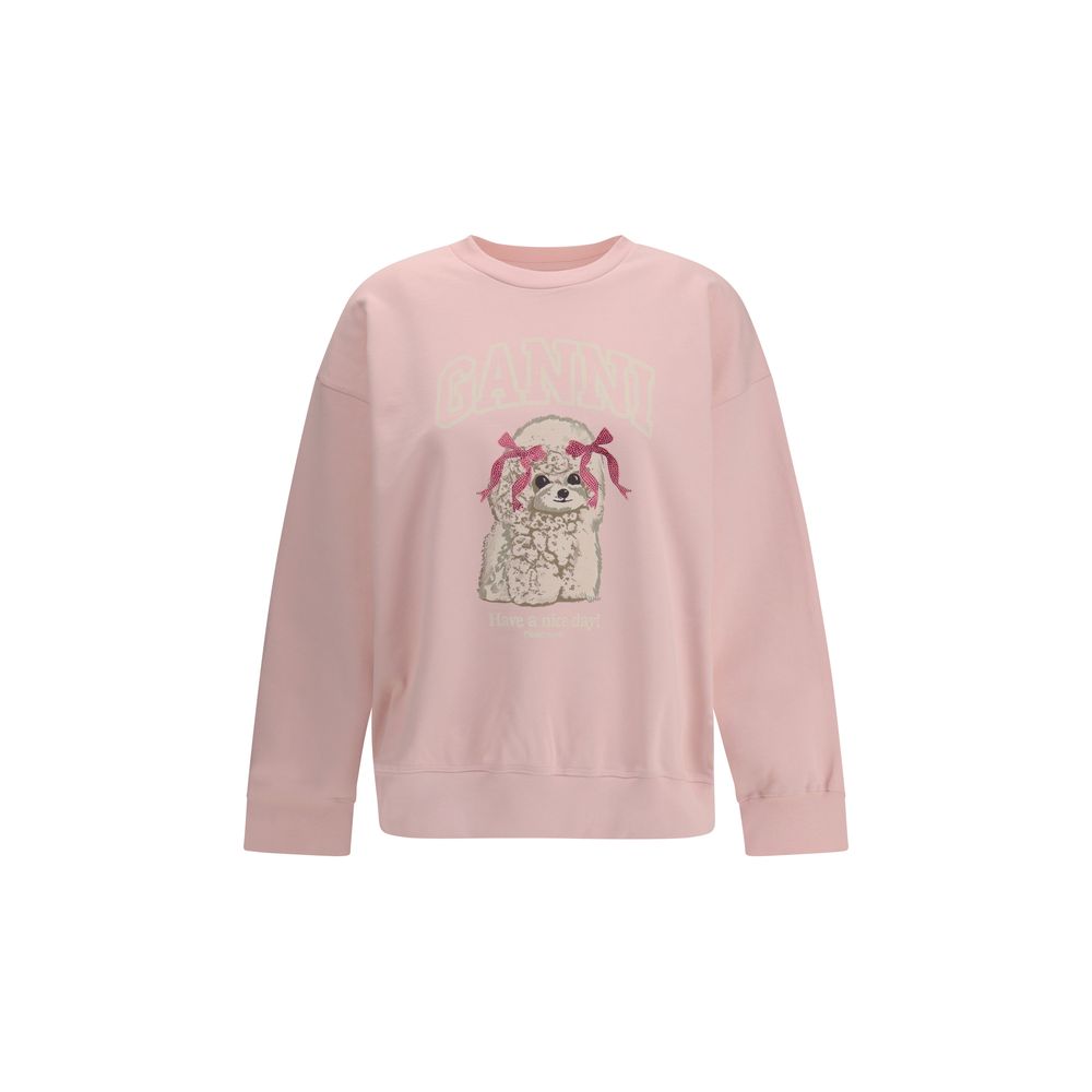 Sweat en coton rose Ganni