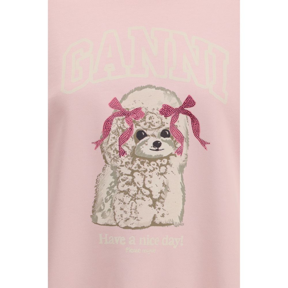 Sweat en coton rose Ganni