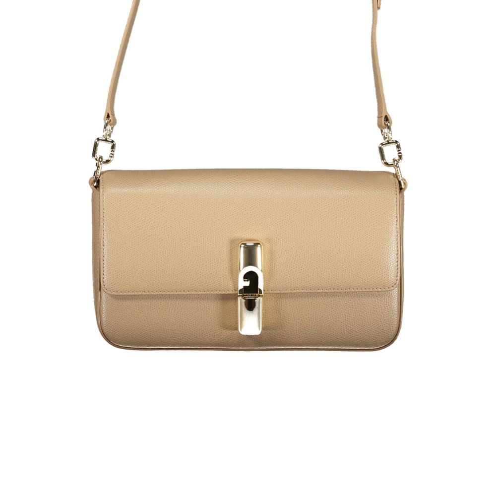 Sac bandoulière en cuir beige Furla