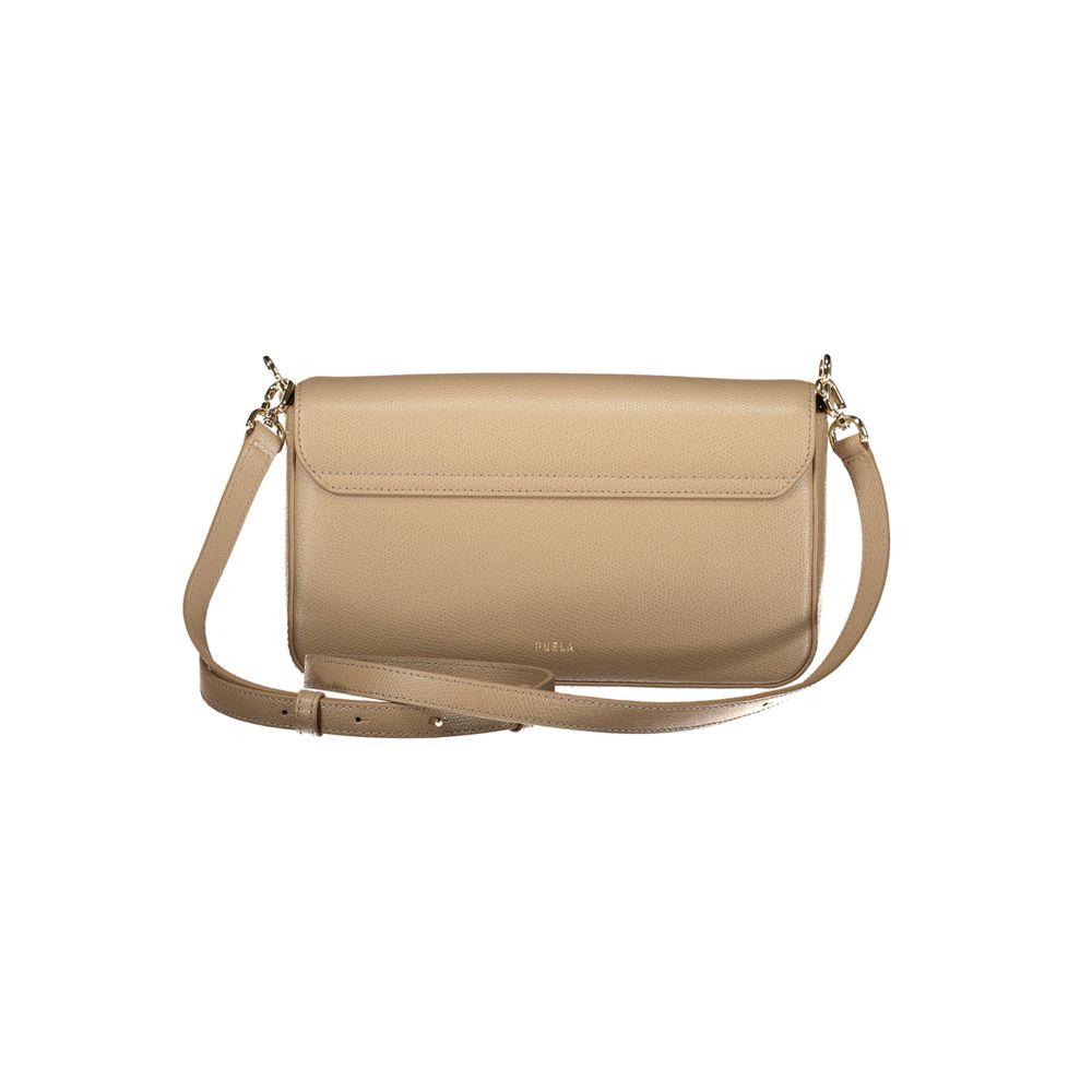 Sac bandoulière en cuir beige Furla