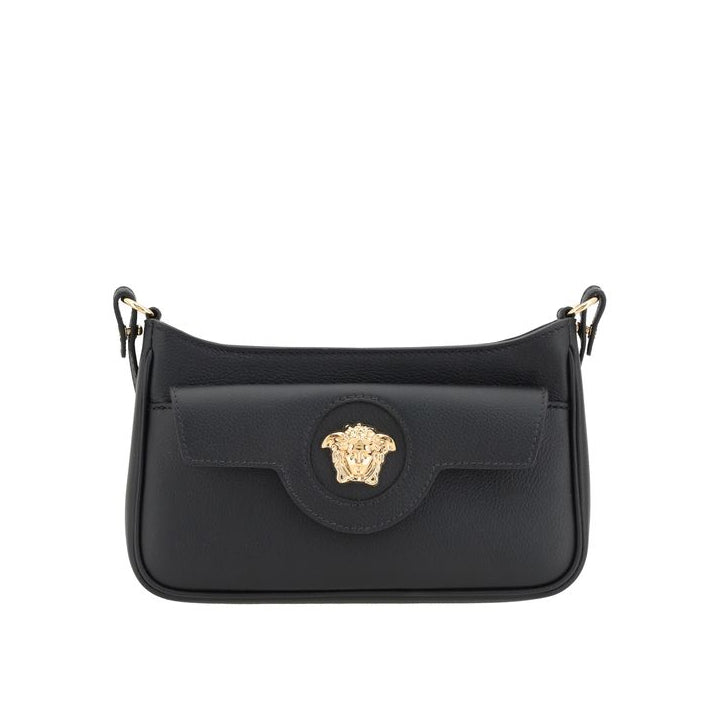Sac bandoulière Bos Taurus en cuir de veau noir Versace
