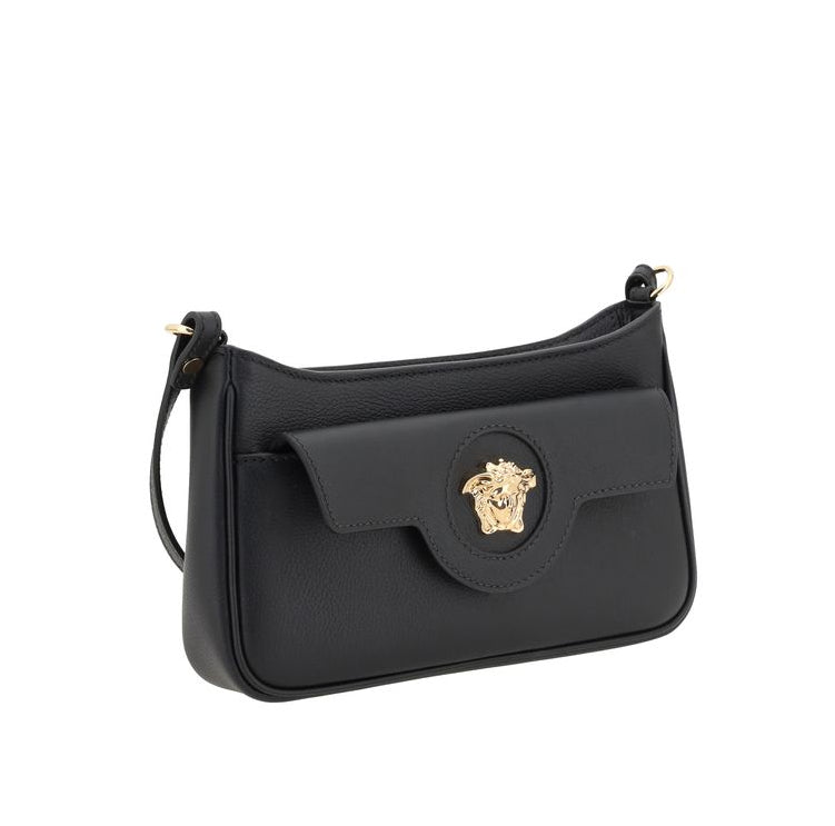 Sac bandoulière Bos Taurus en cuir de veau noir Versace