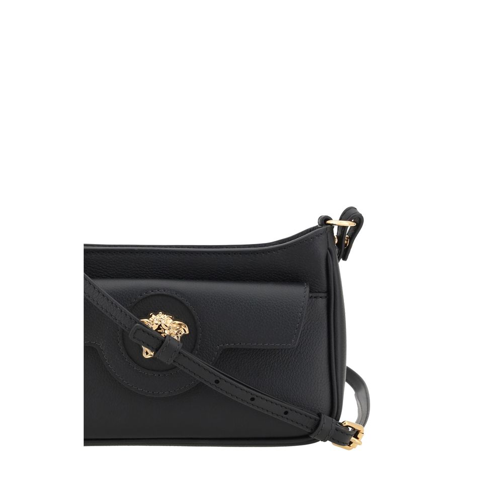 Sac bandoulière Bos Taurus en cuir de veau noir Versace
