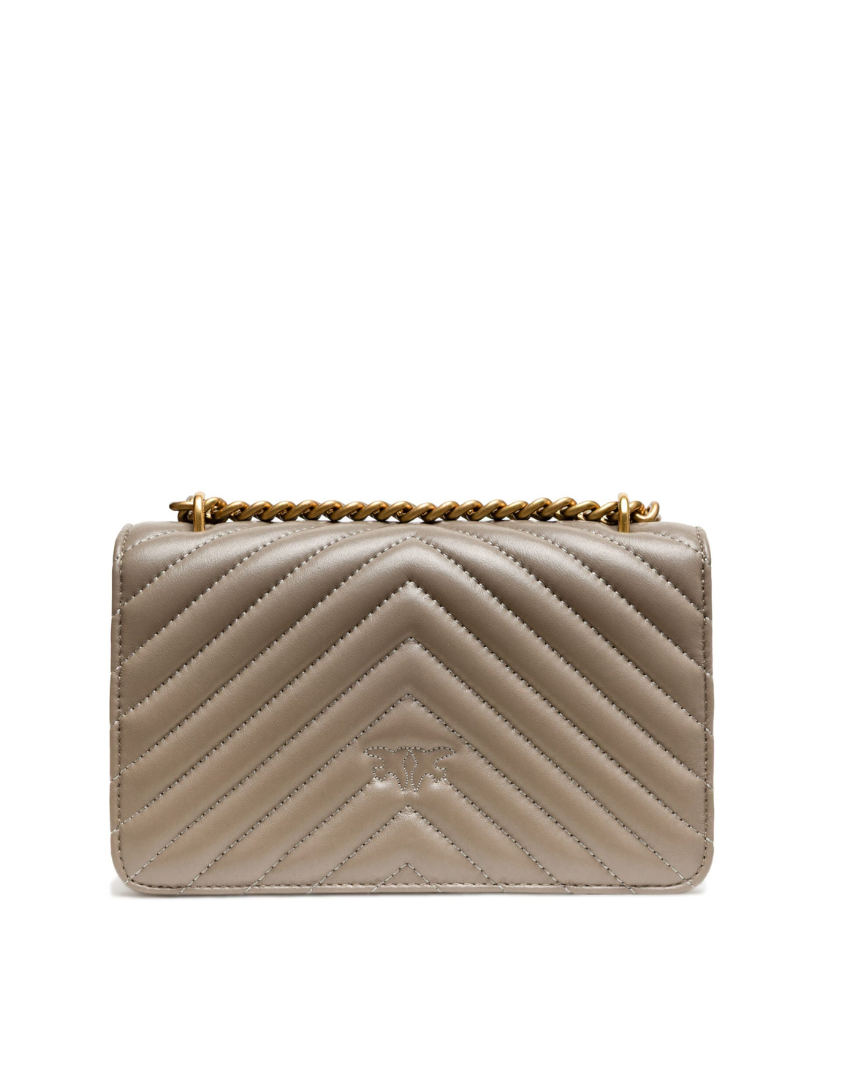 Sac bandoulière Love One Mini en cuir gris Pinko