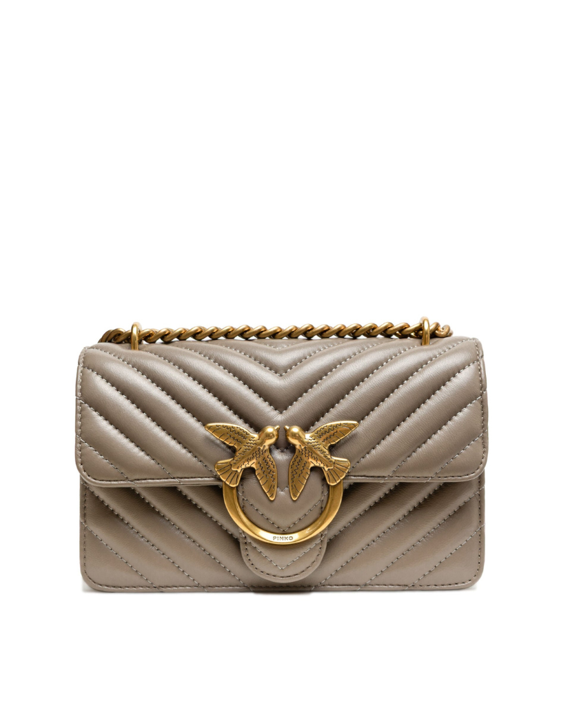 Sac bandoulière Love One Mini en cuir gris Pinko