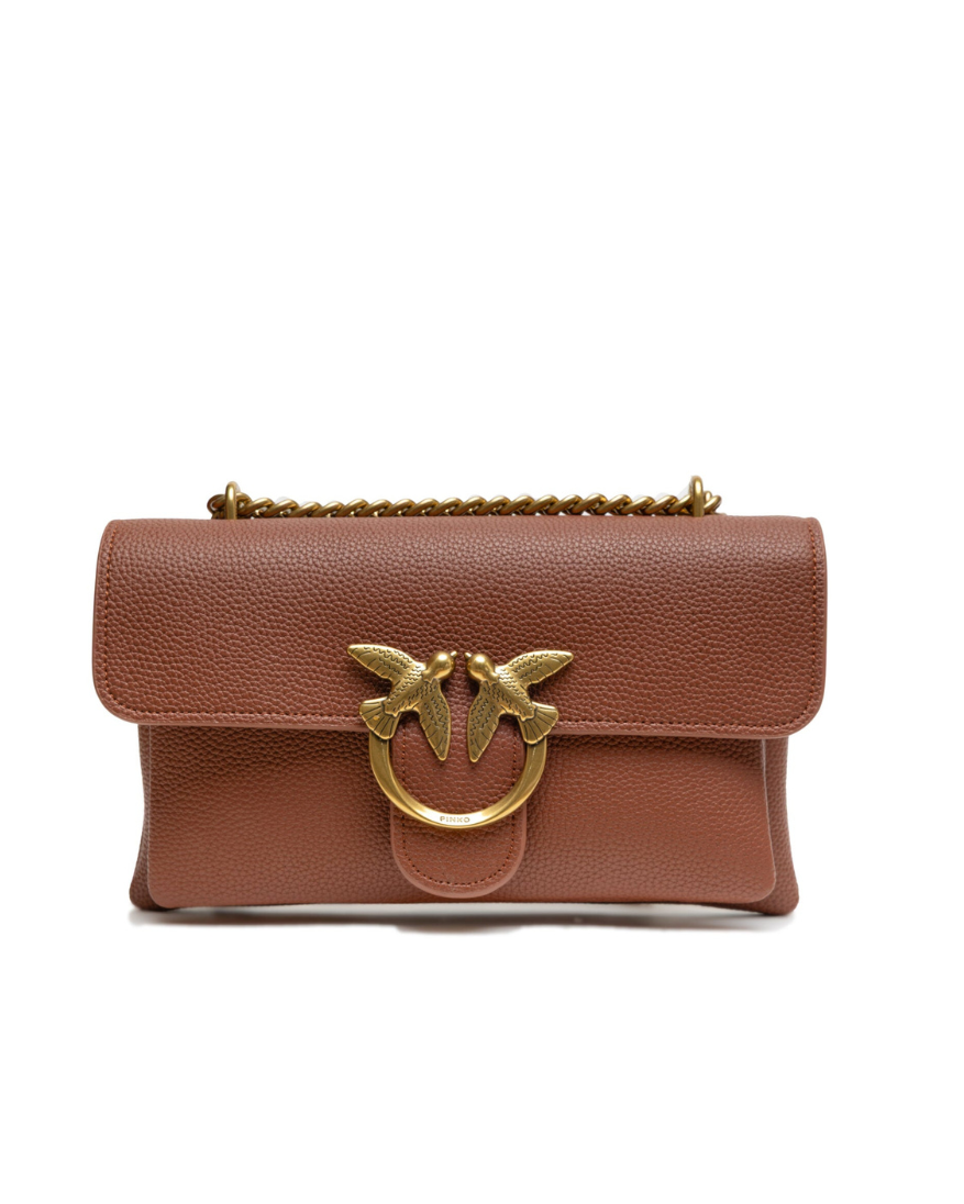 Sac bandoulière Love Boucle Riga en cuir marron Pinko