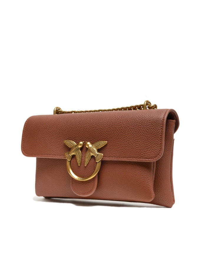 Sac bandoulière Love Boucle Riga en cuir marron Pinko