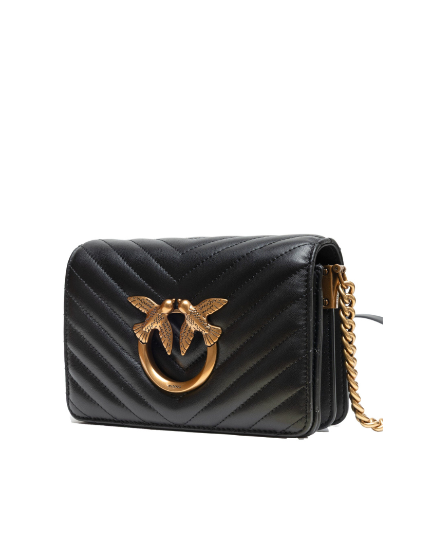 Bandolera mini Love Click de piel negra Pinko