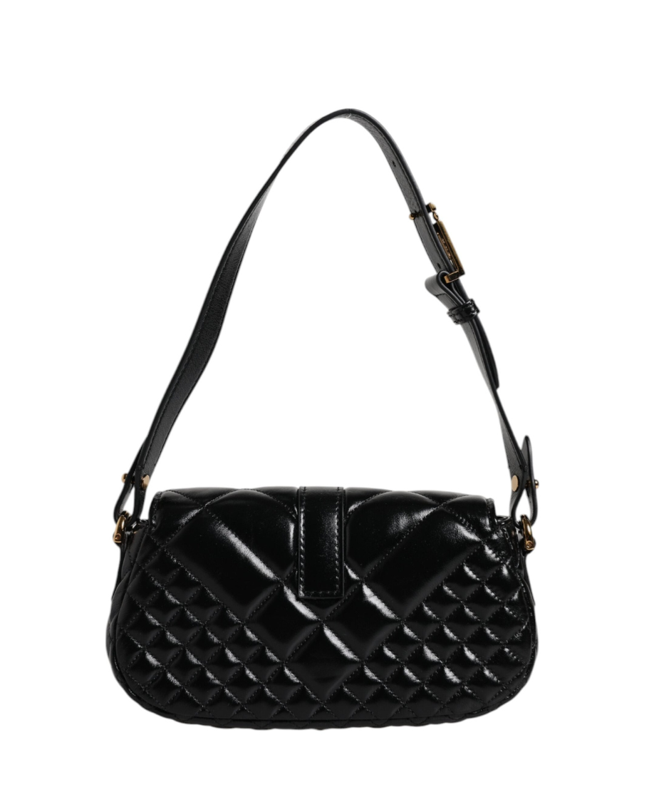 Bolso de hombro acolchado de piel de becerro negra Versace