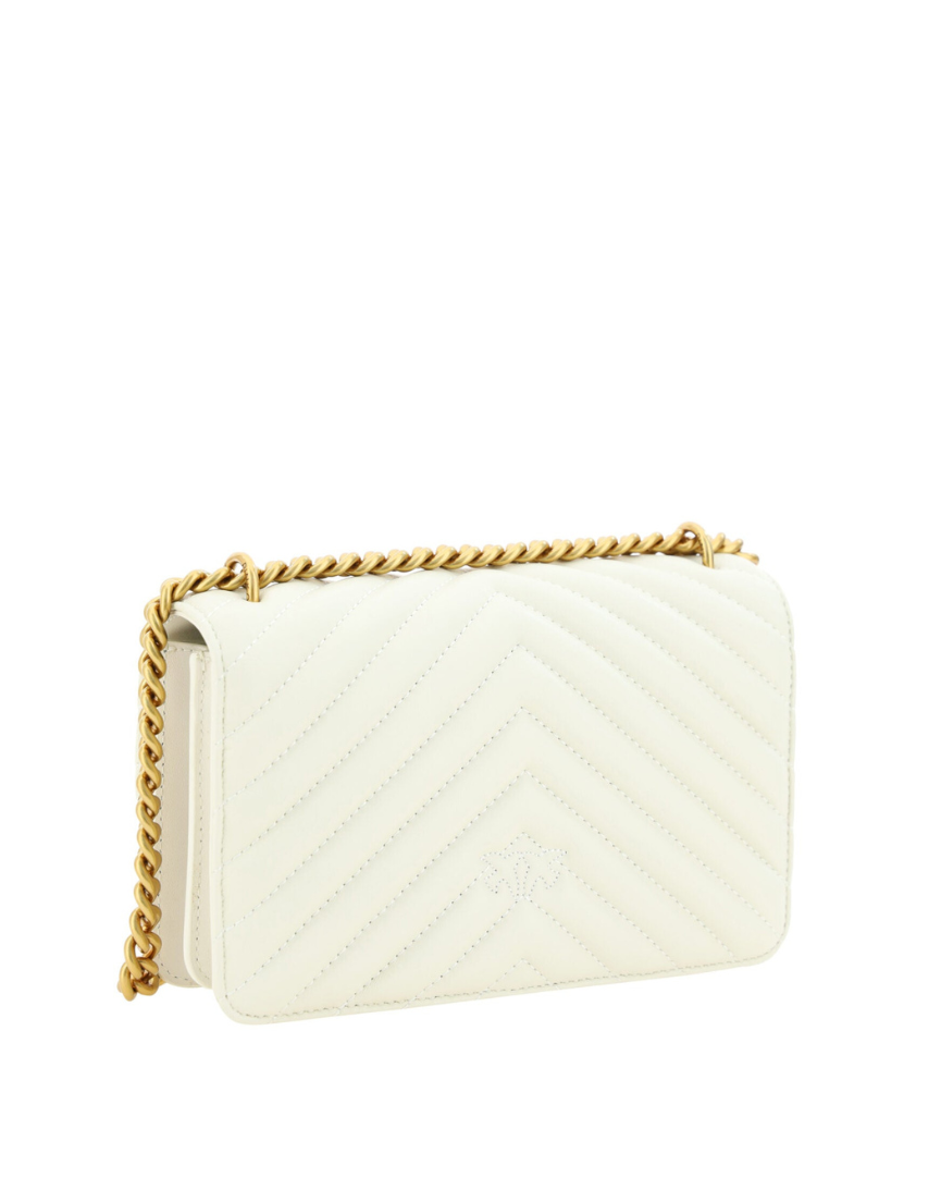 Sac bandoulière mini Love One en cuir blanc Pinko