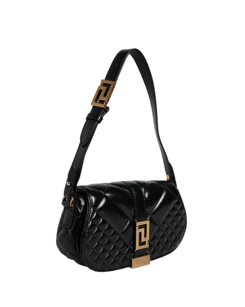 Bolso de hombro acolchado de piel de becerro negra Versace