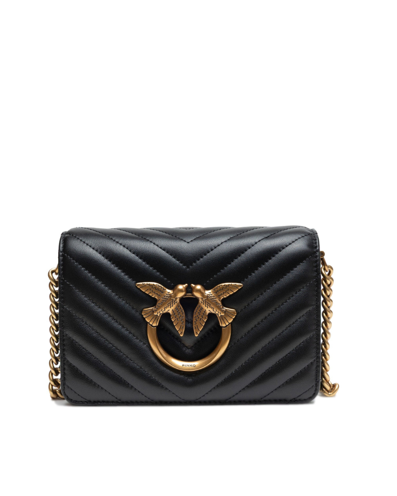 Bandolera mini Love Click de piel negra Pinko