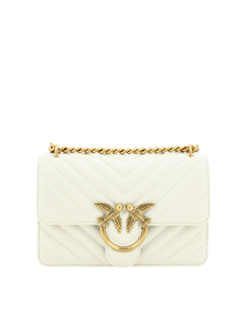 Sac bandoulière mini Love One en cuir blanc Pinko