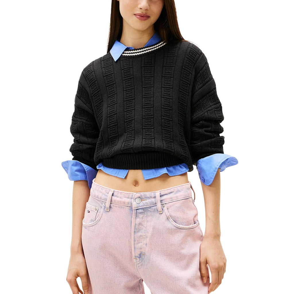 Pull noir torsadé Tommy Hilfiger